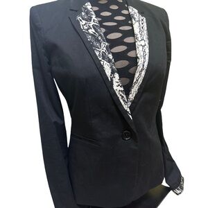 A/X Armani Exchange Black Blazer with Snake Print Accent Inner Lining
